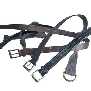 Lot of 4 Men's Brown and Black Faux Leather & Fabric Casual Belts | XL
